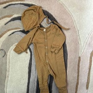 Quincy Mae Pointelle Baby Bonnet and romper